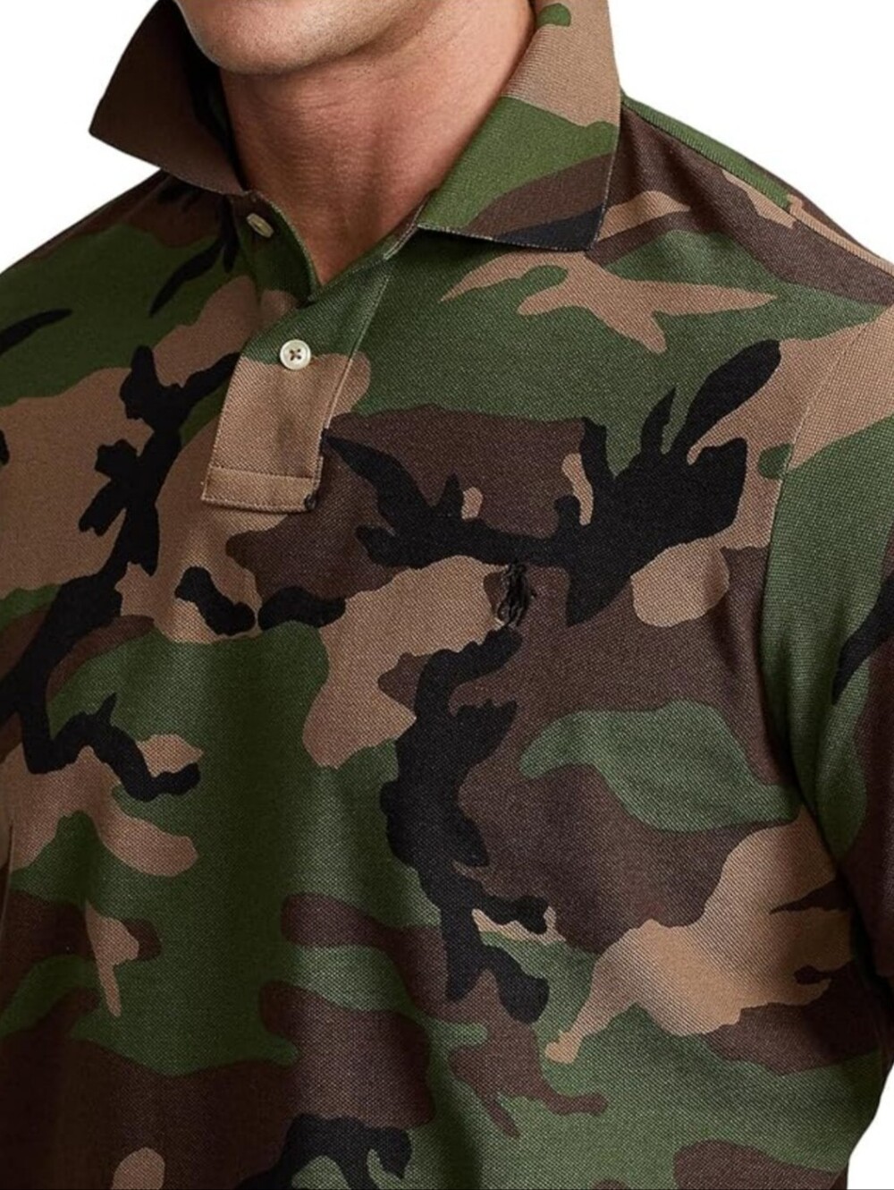 Polo Ralph Lauren Camo Long Sleeve Polo Shirt Men's L Classic Fit Cotton